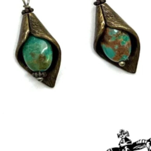 Art By Amy Turquoise Petals Earrings Pierced Dangle NEW - Picture 2 of 5